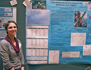 Sarah Tominack shares her research at the GOMRI Oil Spill Research Conference Mobile, Alabama in January 2014. (Photo credit: Richard Synder)