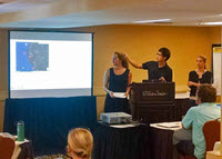 Shitao (middle) helped develop a plan for an interactive citizen science website centered on Tampa Bay, including live Q&A sessions with experts during ongoing disasters like sewage runoff or oil spills. (Provided by C-IMAGE)